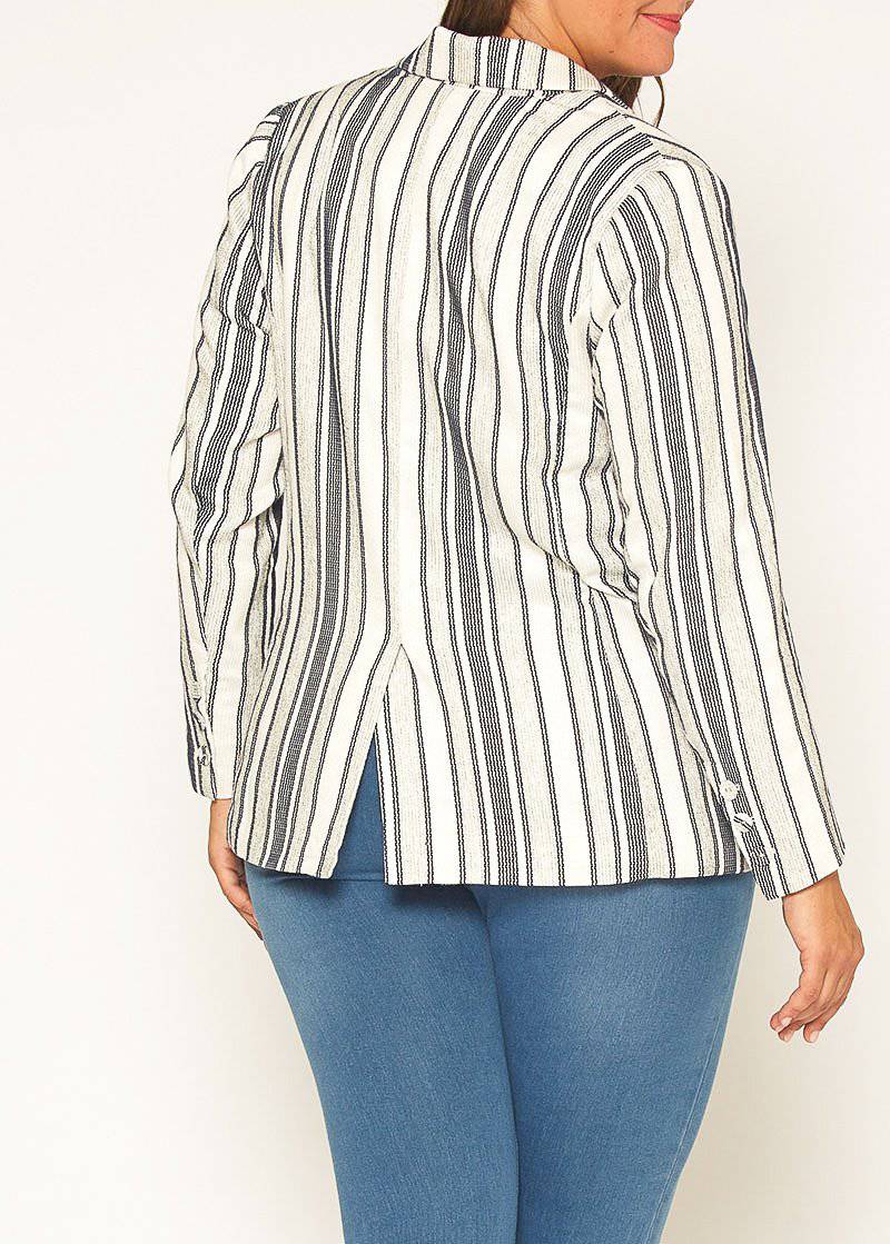 Plus Size Stripe Blazer in Bluewhite by Shop at Konus