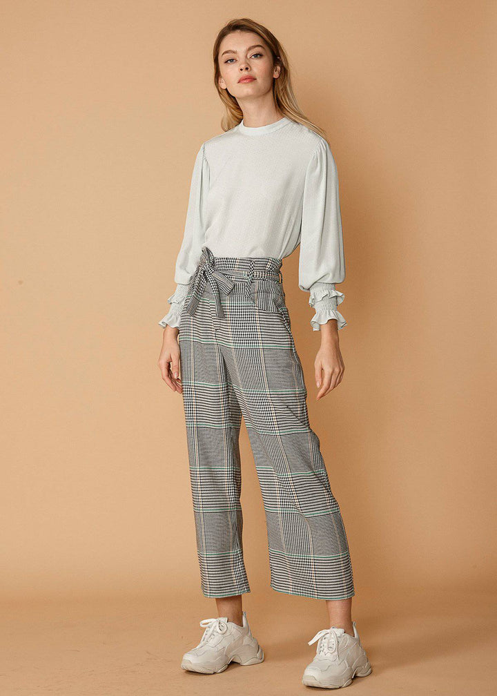 Women's Glen Plaid Tie Waist Cropped Pants in Fall Glen by Shop at Konus