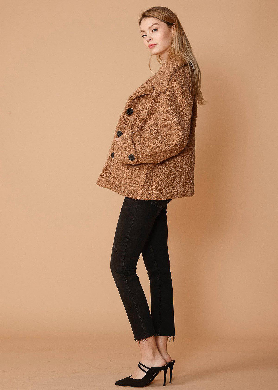 Women's Shearling Coat in Brown by Shop at Konus