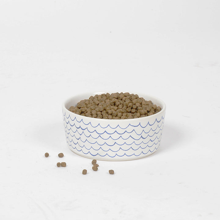 Sketched Wave Ceramic Dog Bowl by Waggo