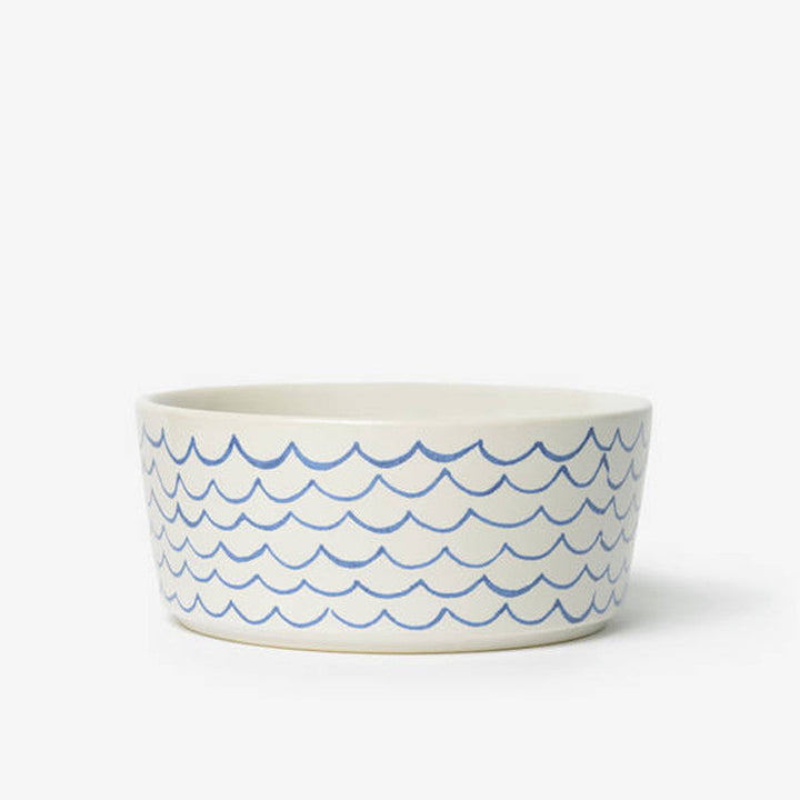 Sketched Wave Ceramic Dog Bowl by Waggo