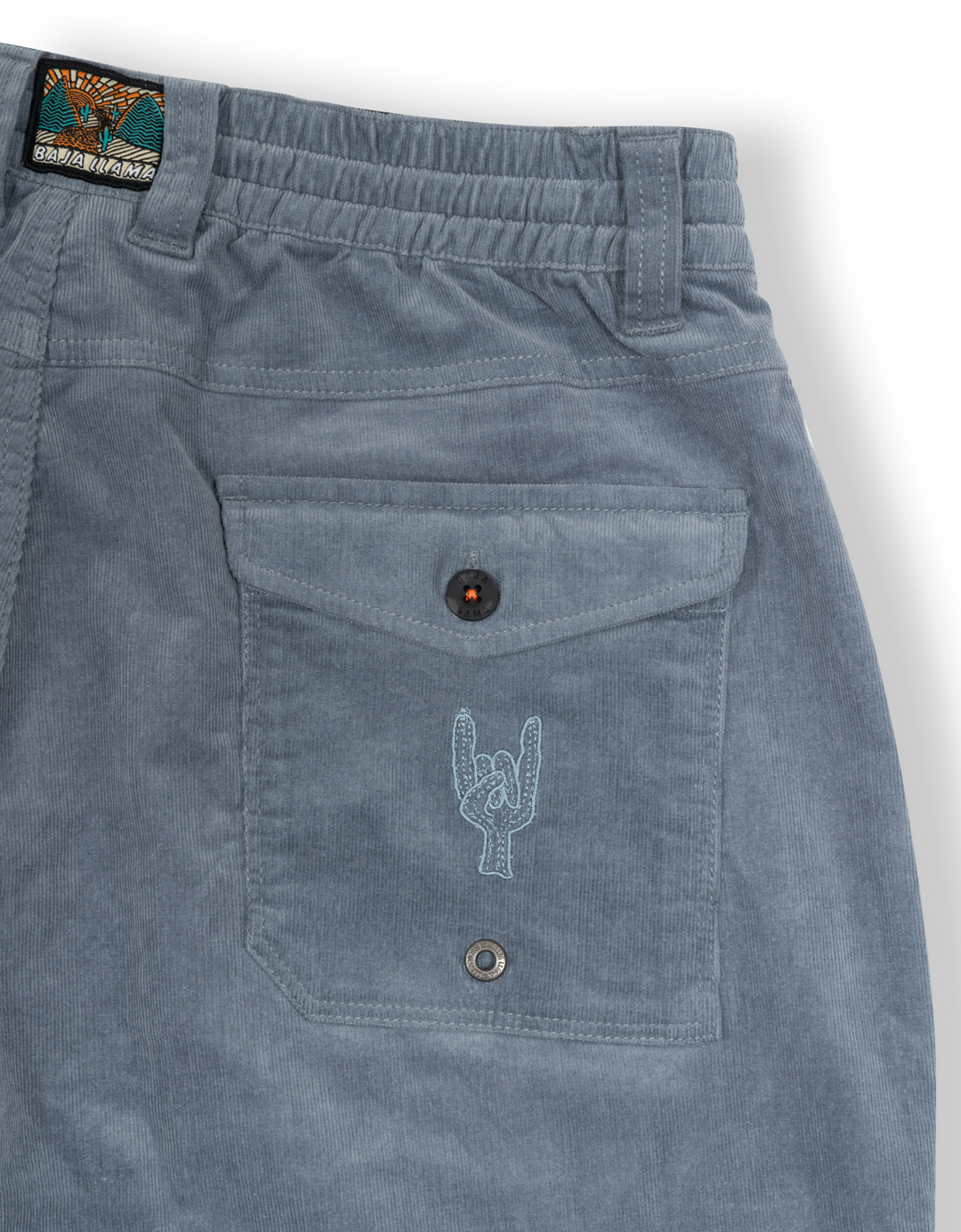 ARROYO - STEEL BLUE STRETCH CORDUROY WALK PANTS by Bajallama