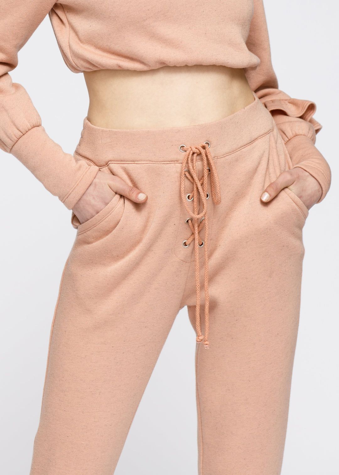 Women's Peplum Sweatpants In Peach by Shop at Konus