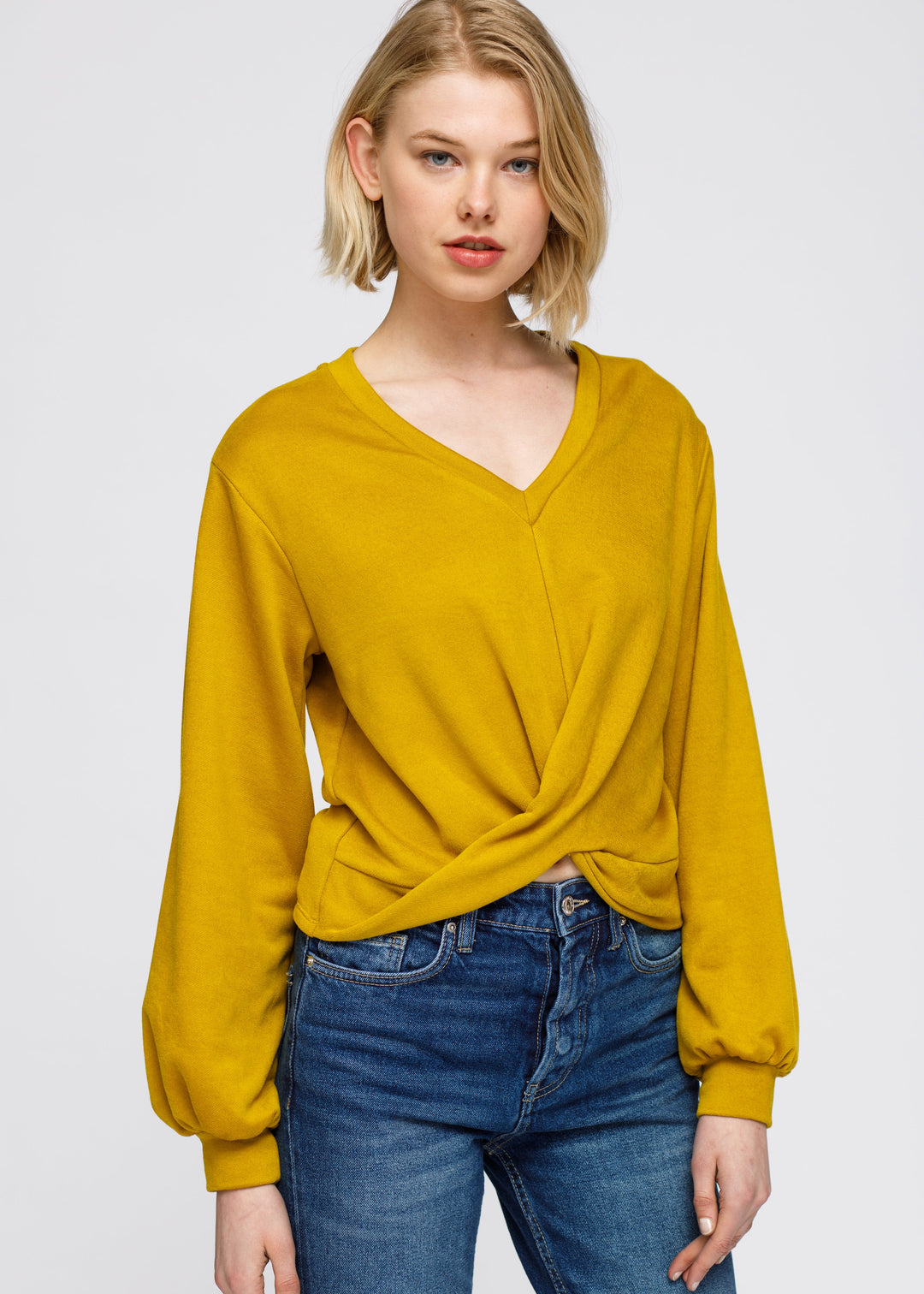 Women's V-Neck Wrap Front Sweatshirt by Shop at Konus