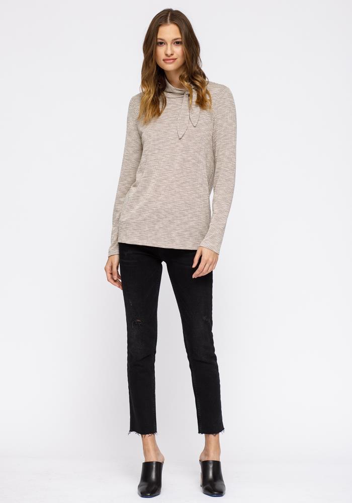 Women's Self-tie Mock Neck Sweater Top by Shop at Konus