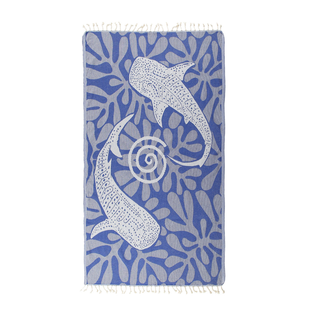 Blue Whale Pure Cotton Beach Towel by La'Hammam