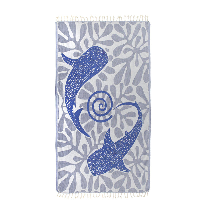 Blue Whale Pure Cotton Beach Towel by La'Hammam