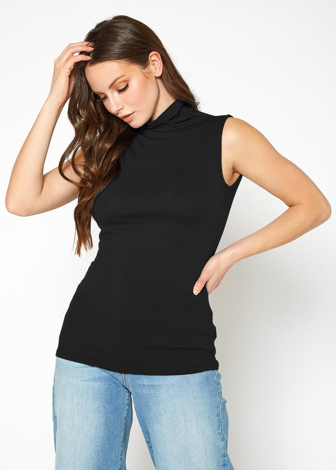 Women's Sleeveless Turtle Neck Fitted Top by Shop at Konus