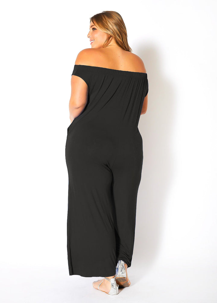 Plus Size Off Shoulder Wide Leg Jumpsuit by Shop at Konus