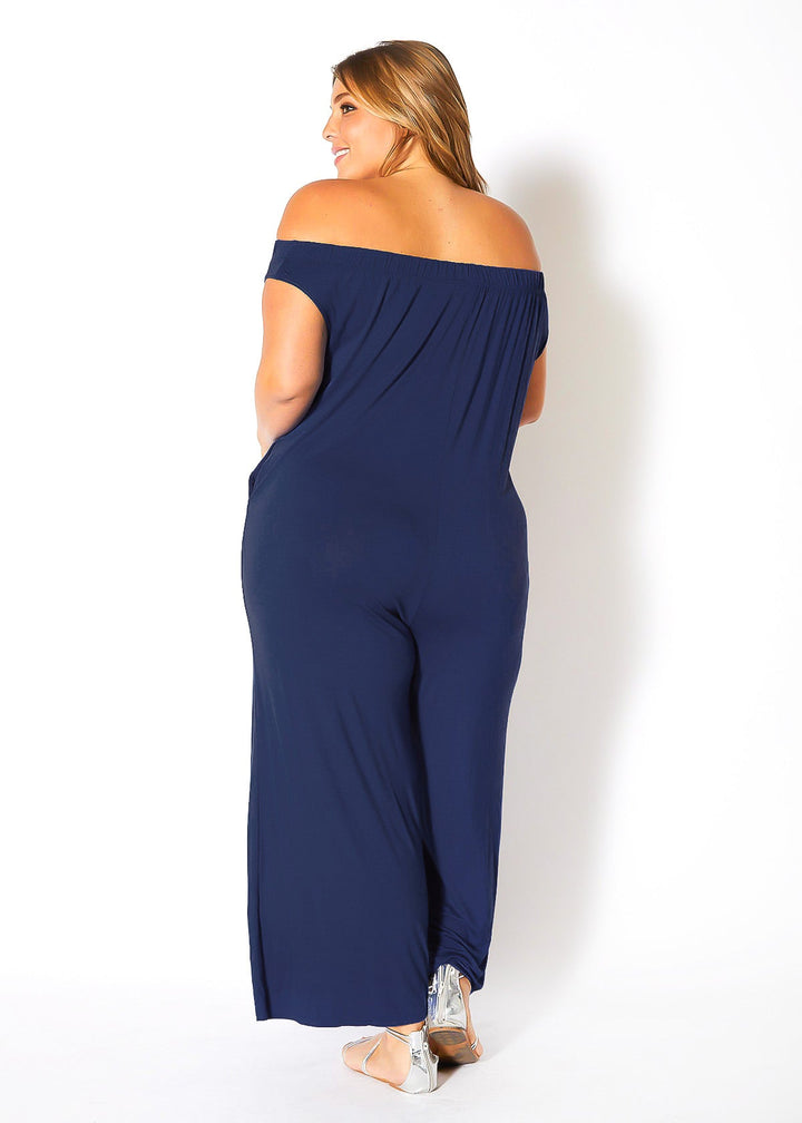 Plus Size Off Shoulder Wide Leg Jumpsuit by Shop at Konus