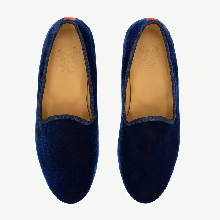 Men's Navy Velvet Slipper II by Del Toro Shoes