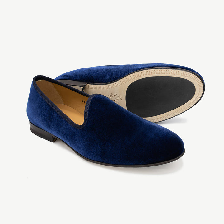 Men's Navy Velvet Slipper II by Del Toro Shoes