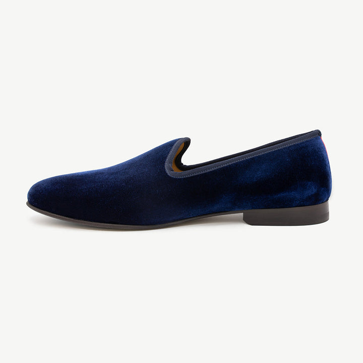 Men's Navy Velvet Slipper II by Del Toro Shoes