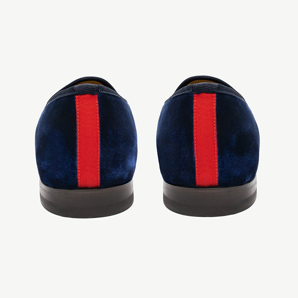 Men's Navy Velvet Slipper II by Del Toro Shoes