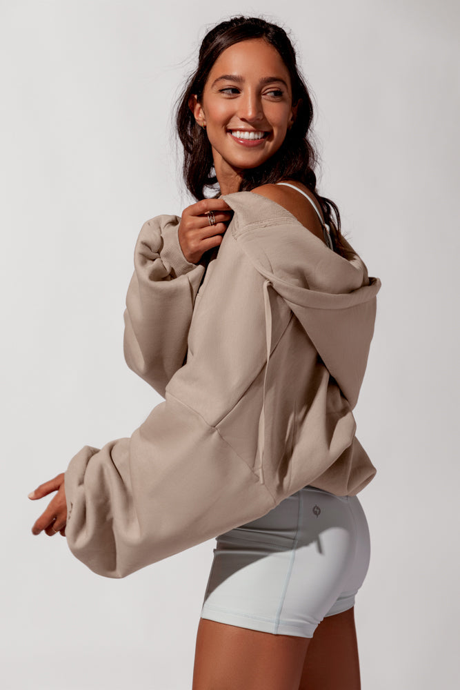 Zip Cloud Hoodie - Taupe by POPFLEX®