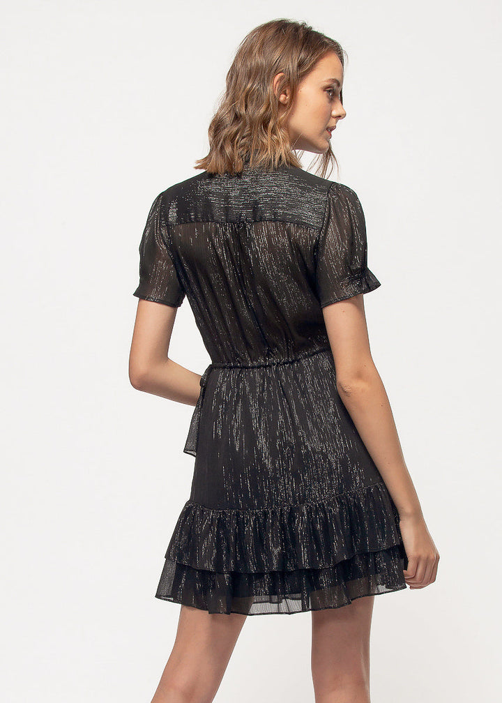 Lurex Yoryu Ruffle Dress In Black by Shop at Konus