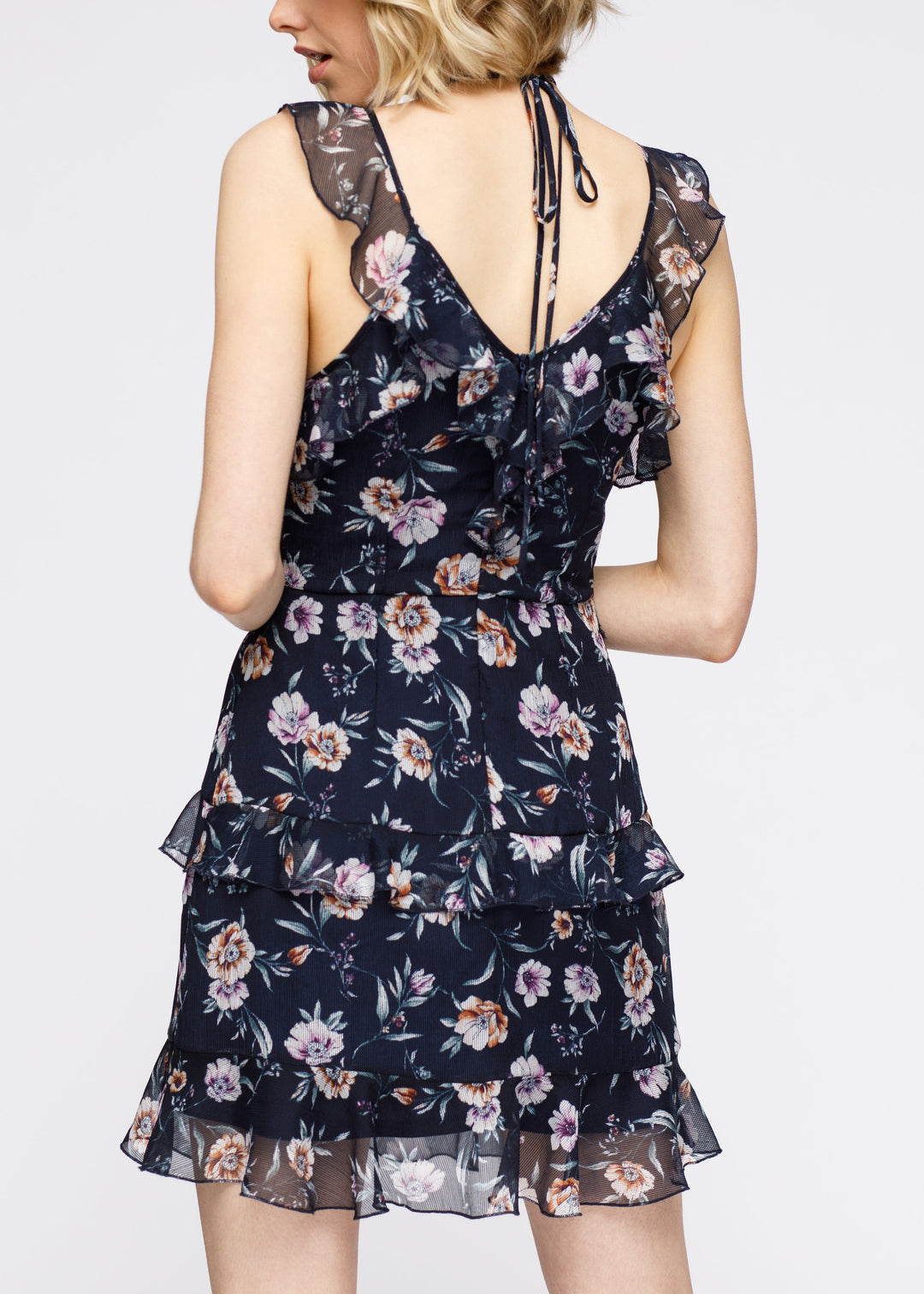 Wax Flower Mini Ruffled Sleeveless Dress by Shop at Konus