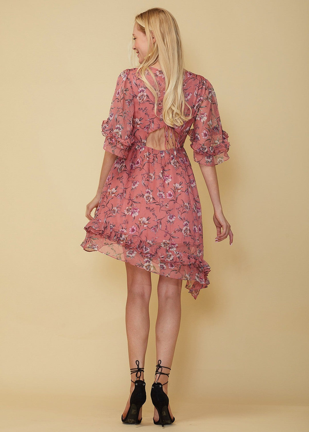 Wax Flower Asymmetrical Hi-Lo Dress by Shop at Konus