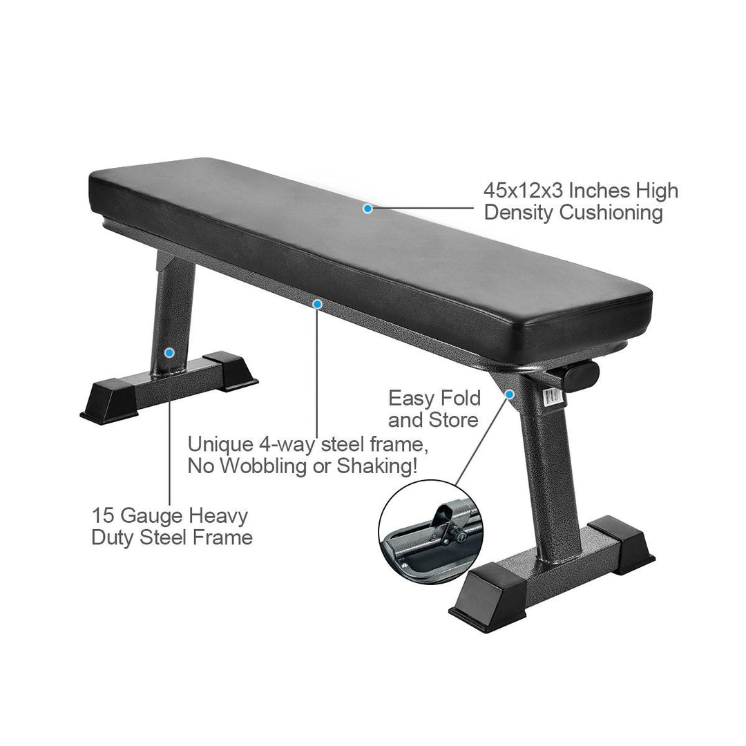 Foldable Flat Bench for Weight Training and Ab Exercises by Finer Form