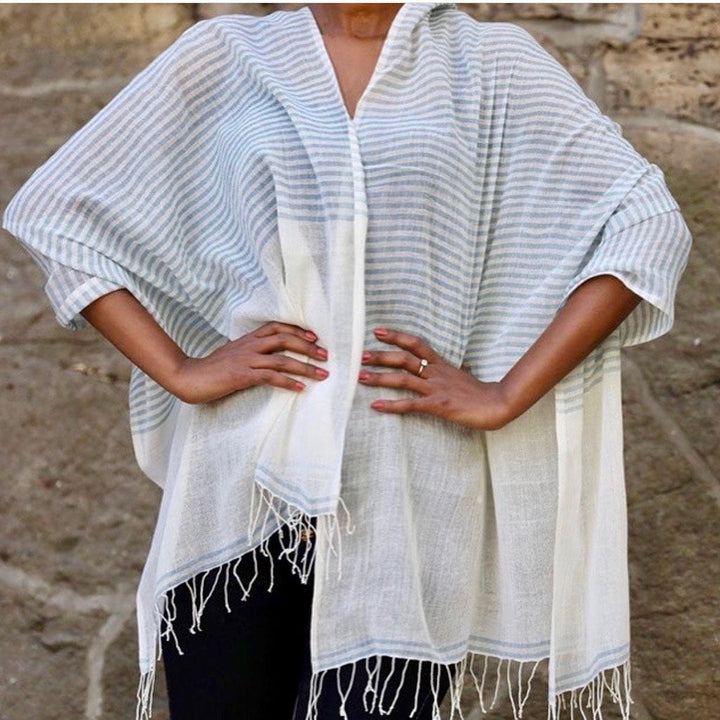 Airy Cotton Stripe Scarf by SLATE + SALT