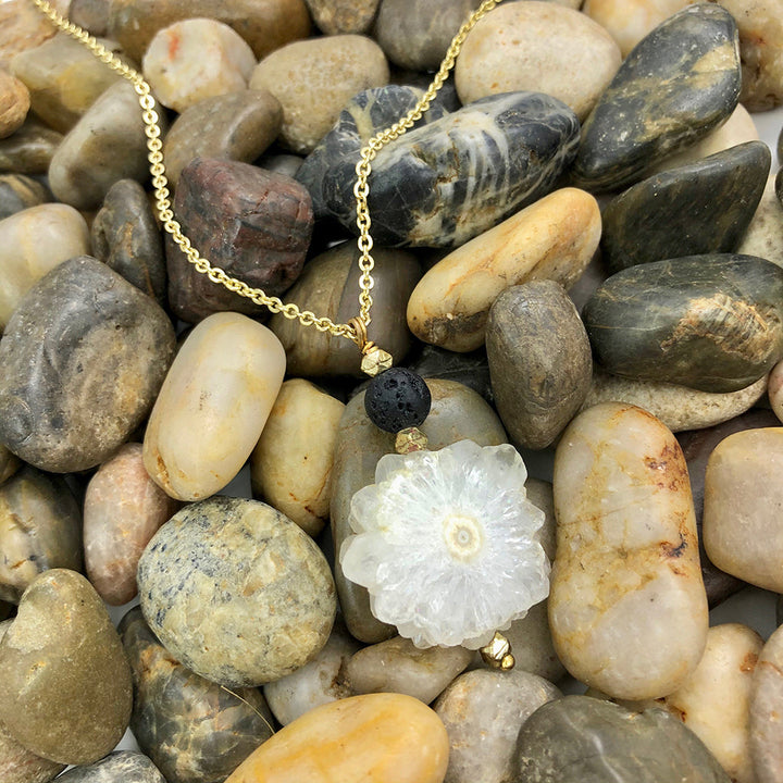 Solar Quartz Lava Necklace by SLATE + SALT