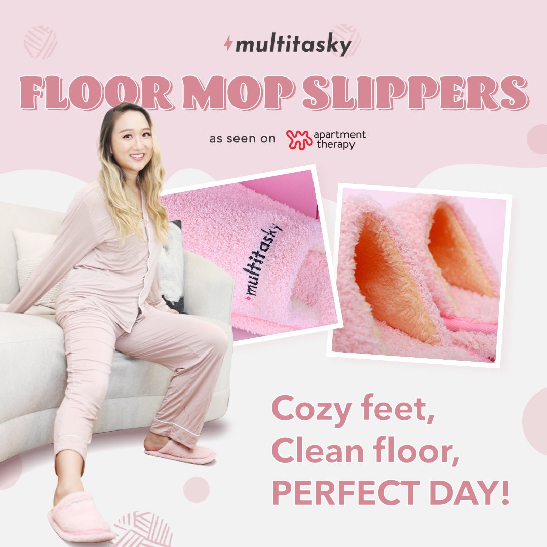 Multitasking Floor Mop Slippers with Removable Sole by Multitasky