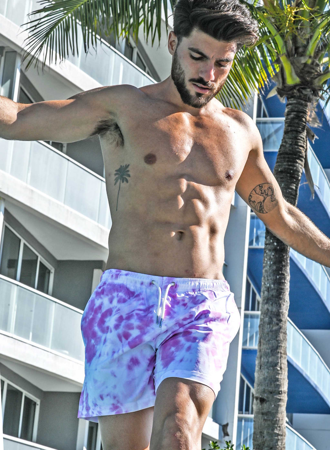 Purple Tie Dye - 5" Swim Trunks by Bermies Swimwear