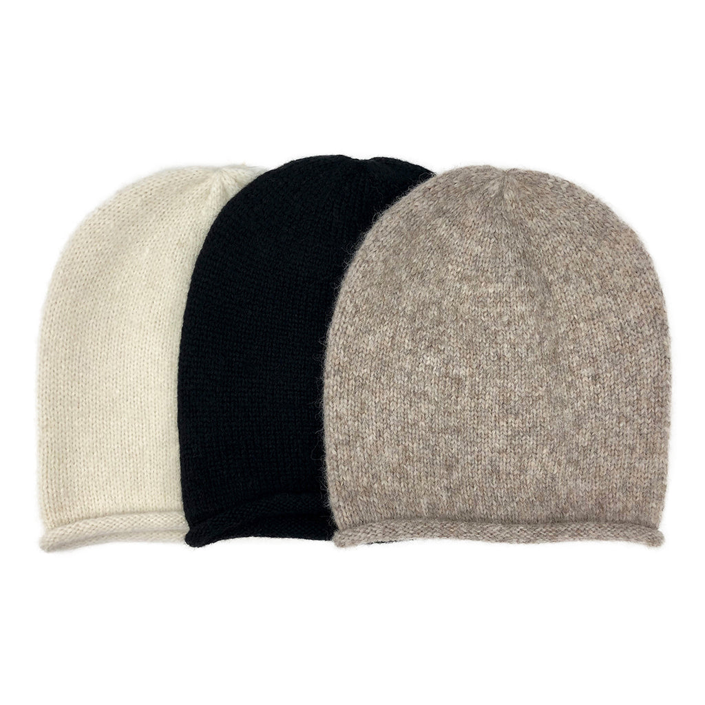 Beige Essential Knit Alpaca Beanie by SLATE + SALT