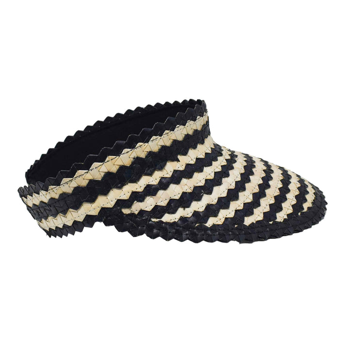 STRAW SUN VISOR - TWO TONE - BLACK/NATURAL by POPPY + SAGE