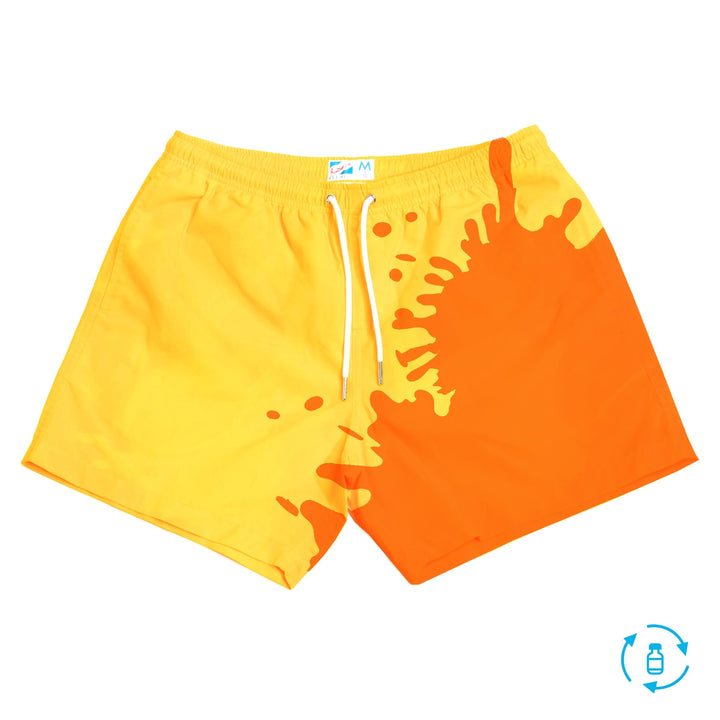 Yellow to Orange - 5" Swim Trunks + Color Changing by Bermies Swimwear